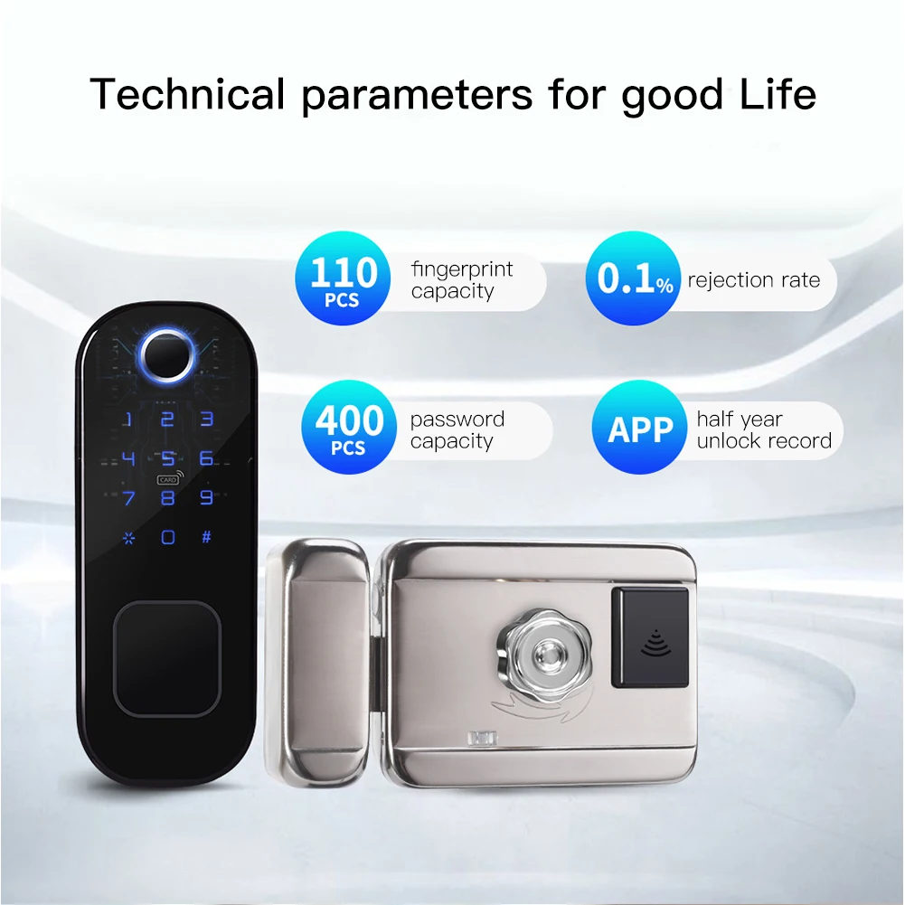 

Tuya Smart Wifi Electronic Unlocking Lock Biometric Fingerprint/ Security Intelligent APP Remote/Password RFID Card Door Lock