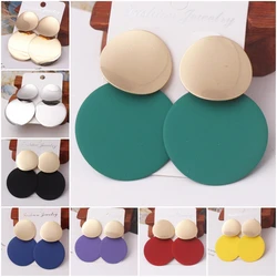 Vintage Trendy Golden Color Round Metal Statement Earrings for Women Fashion Geometry Jewelry Zinc Alloy Exaggerated Drop Earrin