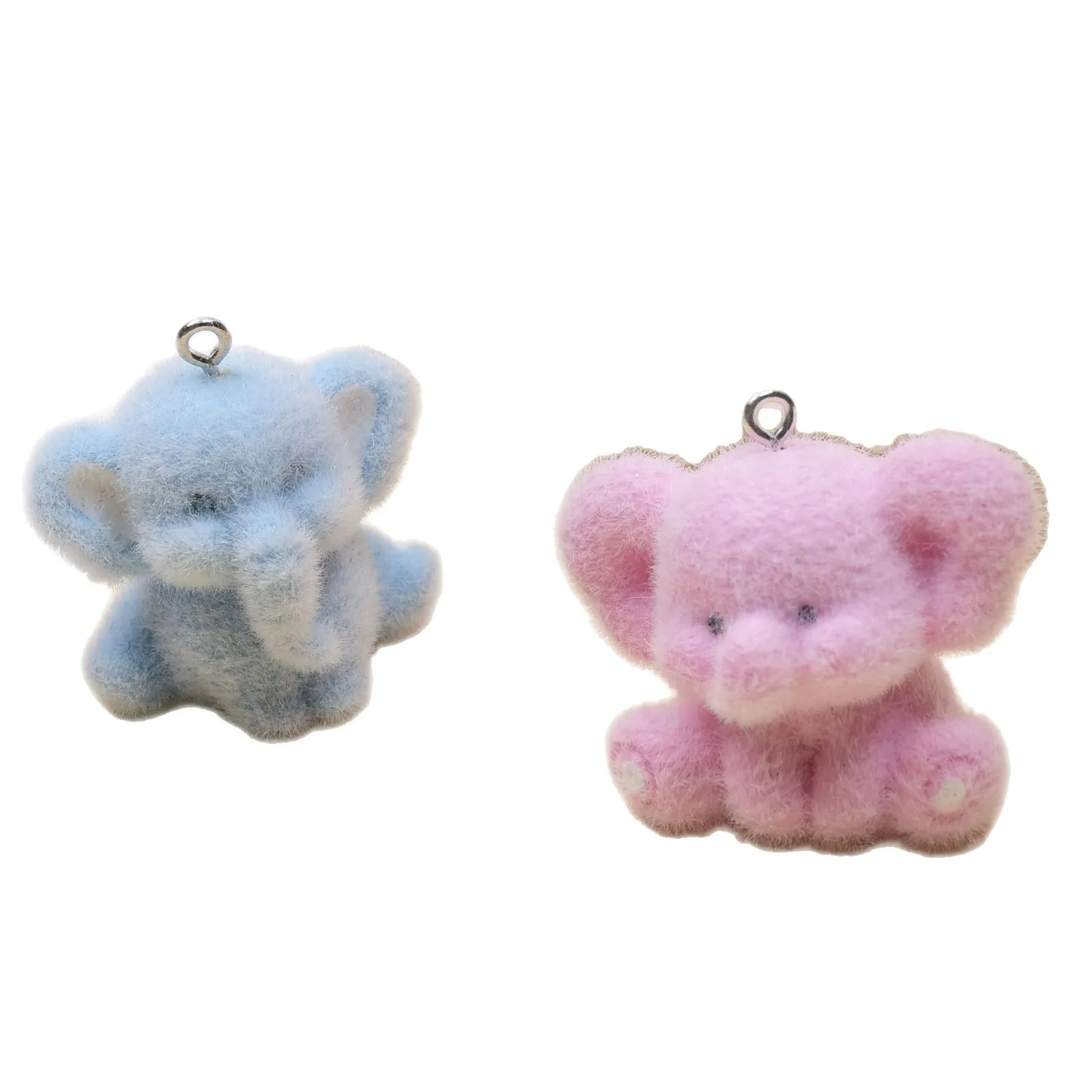 20pcs 3D Cartoon Flocked resin Charms cute elephant Pendant for make DIY Jewelry Necklace Keychains material
