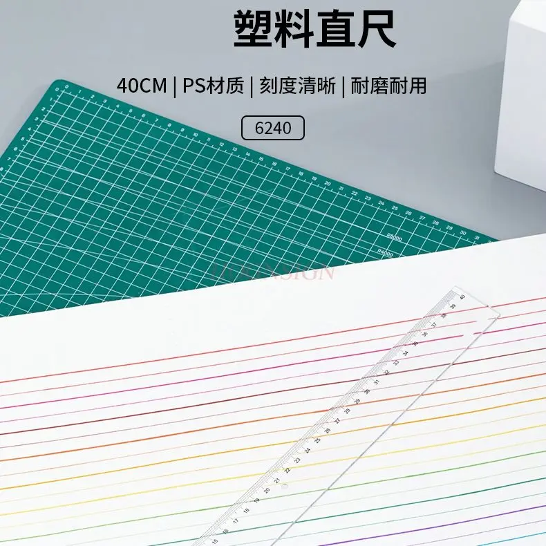 1pcs Transparent ruler, straight line, wavy line design, drawing ruler, curve, plastic scale