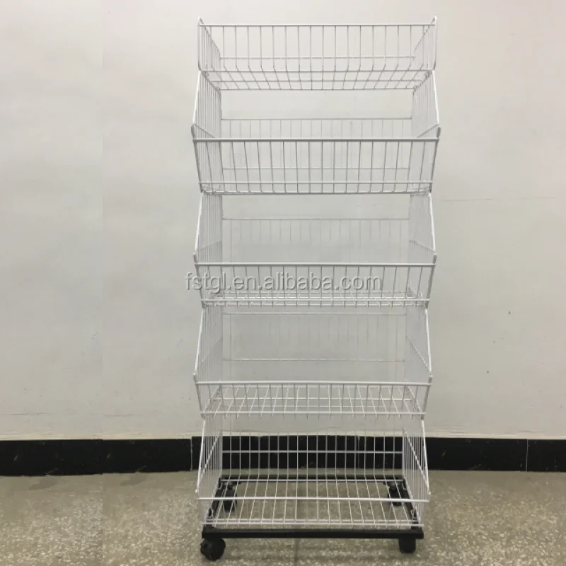 [Customized]5-Tier Metal Wire Basket Light Duty Snack Display Stand Storing Candy Potato Chips and Snacks Supermarkets