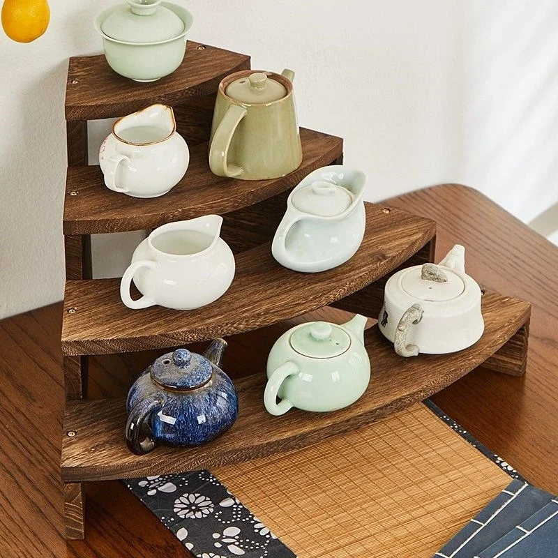 wood ladder jewelry display stand desktop tea stand storage rack