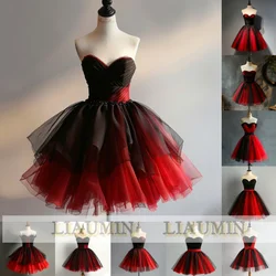 Red And Black Tulle Short Length Evening Dress Formal Brithday Party Prom Princess Homecoming Skirt Hand Made Customized W15-5