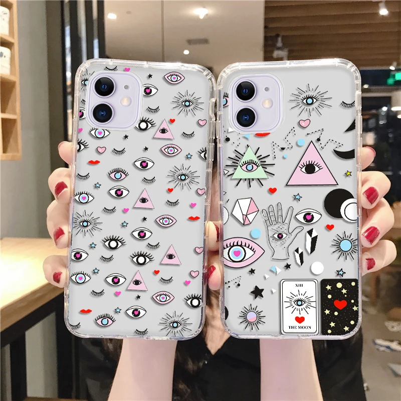 Evil Eye Case For iPhone 11 Case Love Heart Funda For iPhone 11 12 13 16 14 15 Pro Max XS X XR 16 15 13 6 7 8 Plus Clear Cover