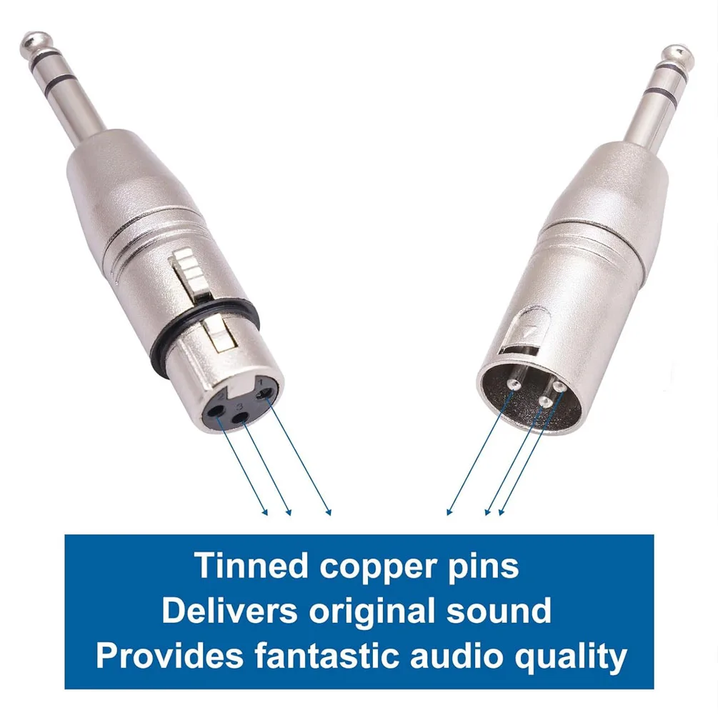 2 Stück TRS zu XLR Adapter 1/4 Zoll 6,5mm TRS Stecker auf 3-Pin XLR Buchse/Stecker Symmetrischer Audio-Konverter für Mikrofon-Interface Mischpult – Detail 4