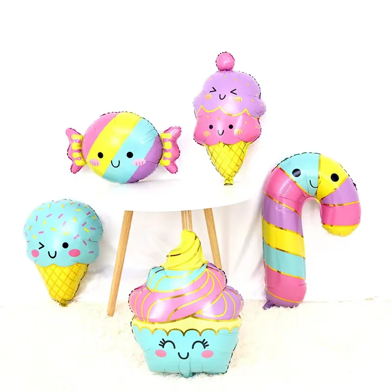 23pcs Summer Cute Ice Cream Candy Ice Cream Aluminum Film Balloon Children\'s Birthday Party Decoration