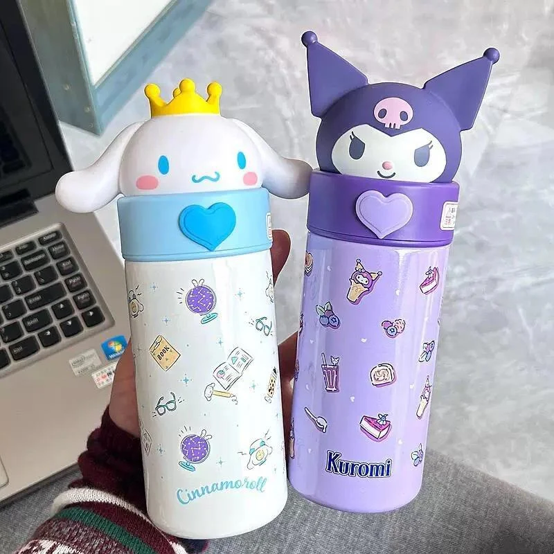 

350ml Sanrios Anime Kuromi Cinnamoroll Thermos Mug Kawaii Sports Water Bottle 316 Stainless Steel Thermal Cup Kids Water Bottle