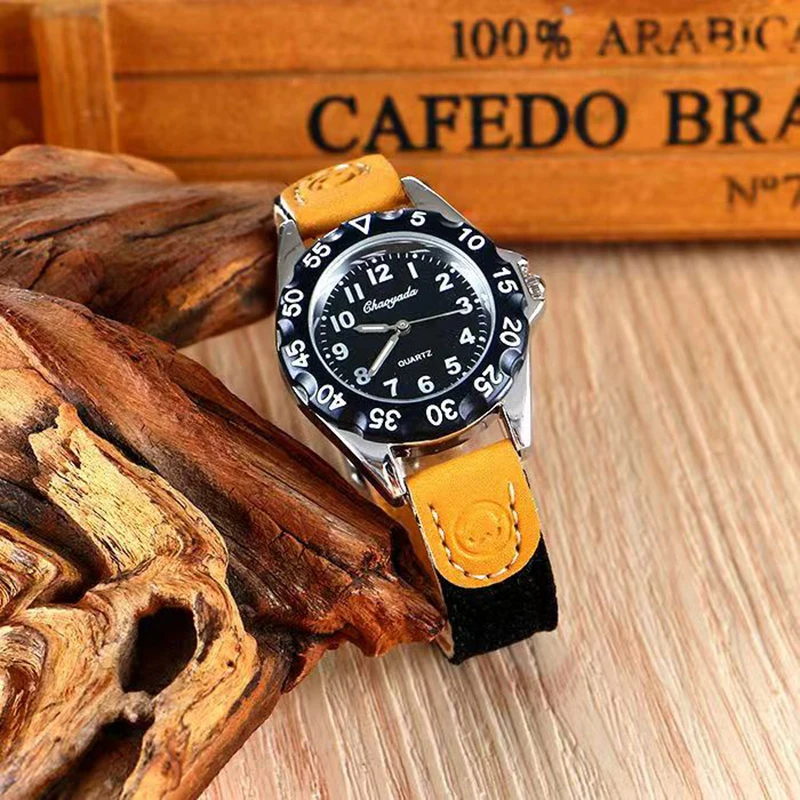 Spinning Bezel Kid Quartz Watches Boy Nylon Straps Children Cute Clock Rotary Dial Arabic Number Boys Watch  Kids Watch