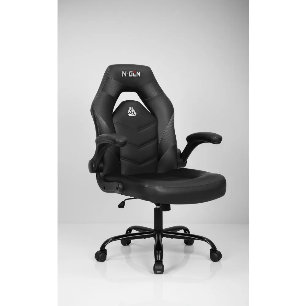 

Ergonomic Gaming Office Chair with Lumbar Support, Adjustable Height & Flip-Up Arms for Home & Work