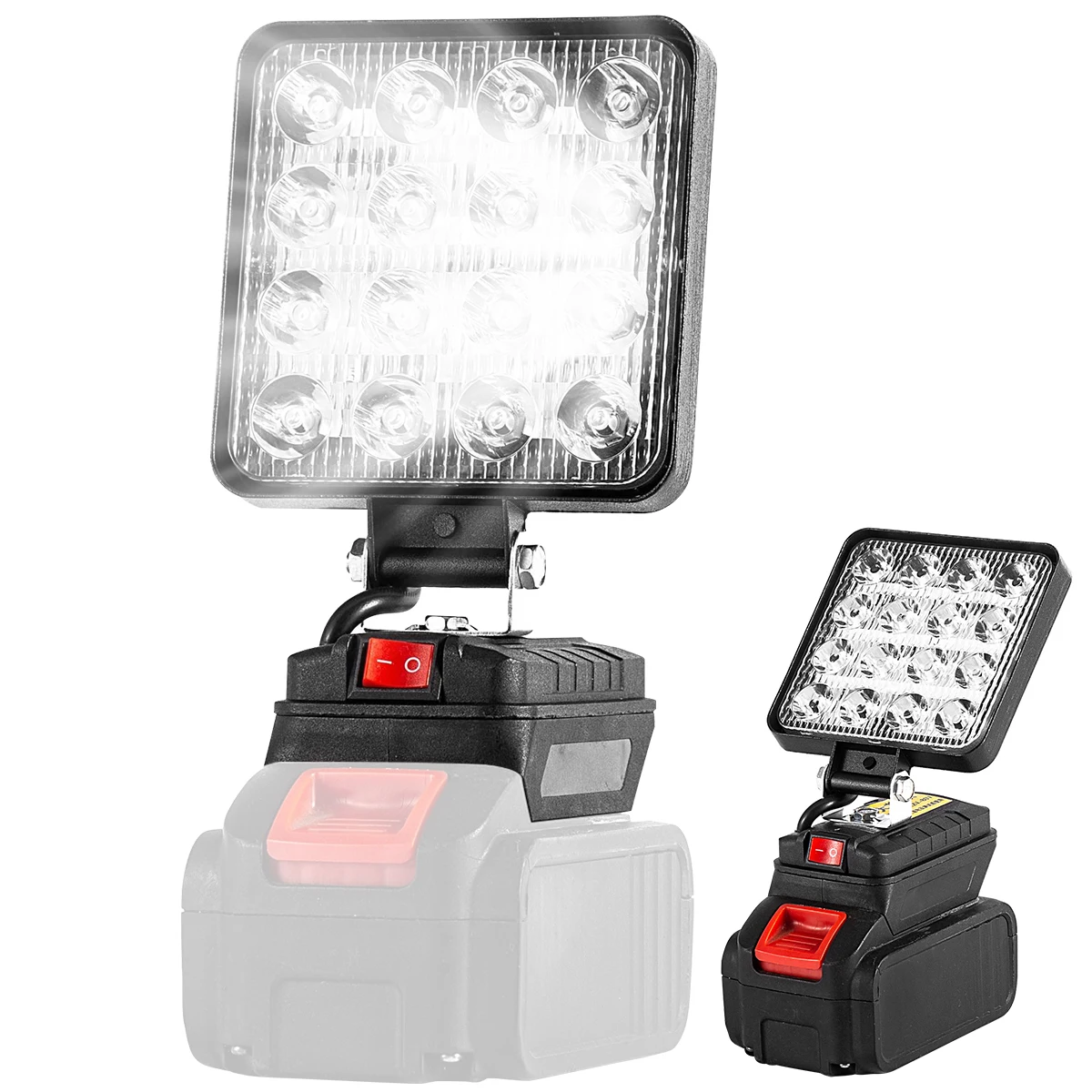 Lampe de travail LED carrée rotative à 90 °, budgétaire portable sans fil, lampe de poche extérieure USB, 18V, 20V, 27W, 4"