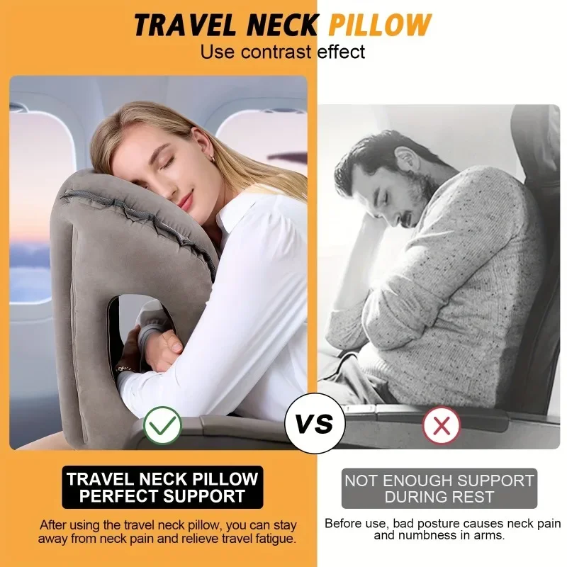 Multifunction Inflatable Travel Pillow Travel for Airplane Avoid Neck Shoulder Pain,Support Head,Used Sleeping Rest Neck Pillow