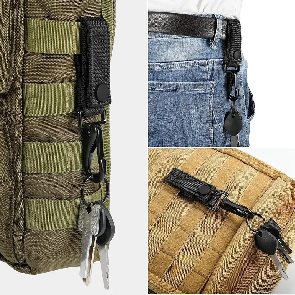 Sturdy Belt Clip Keychain with Nylon Strap, Metal Hook & Key Ring Organizer - Compact Design