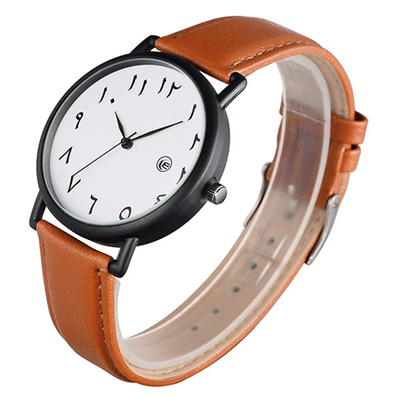 New Luxury Brand Leather Wrist Watch for Men Arabic Numerals Date Casual Sport Quartz Wristwatch Mens Watches Gifts for Men