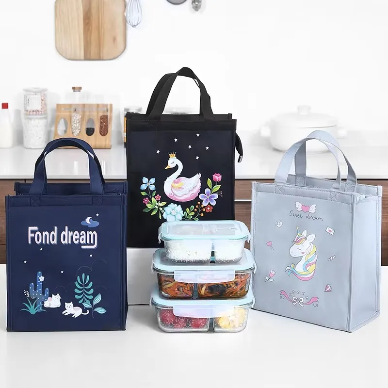 New style hand-held lunch box - aluminum foil thickened picnic hand-held insulated bag lunch box bag insulated bag