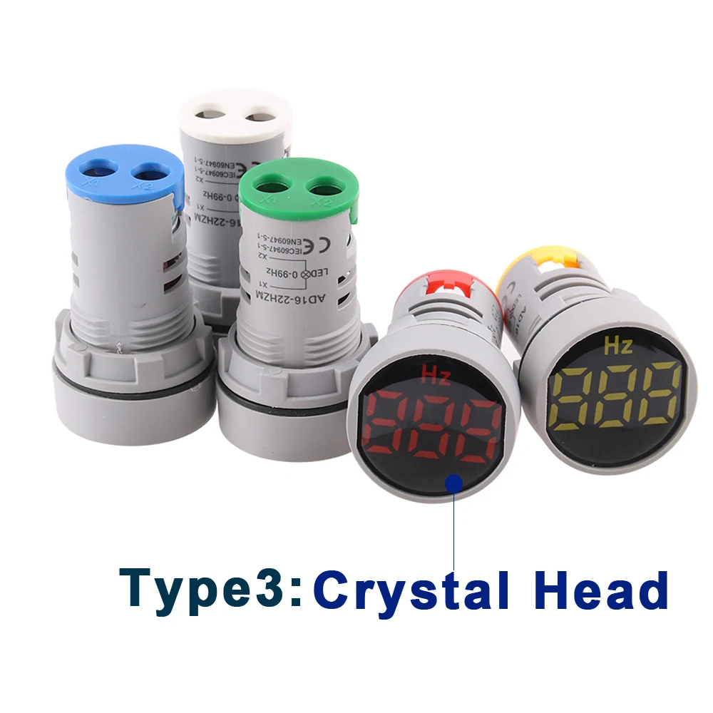 Round Type Digital Display Electricity Hertz Meter Frequency Meter Indicator Light AC Meter Red Tester 0-99Hz Green White