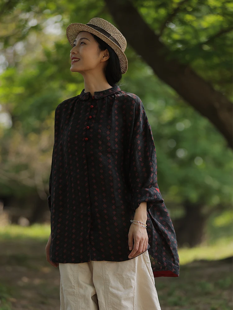 

Льняная рубашка ручной работы с пуговицами «Блюбелл», повседневная, свободного кроя, удобная, для женщин, для работы и отдыха, весна-лето 2025