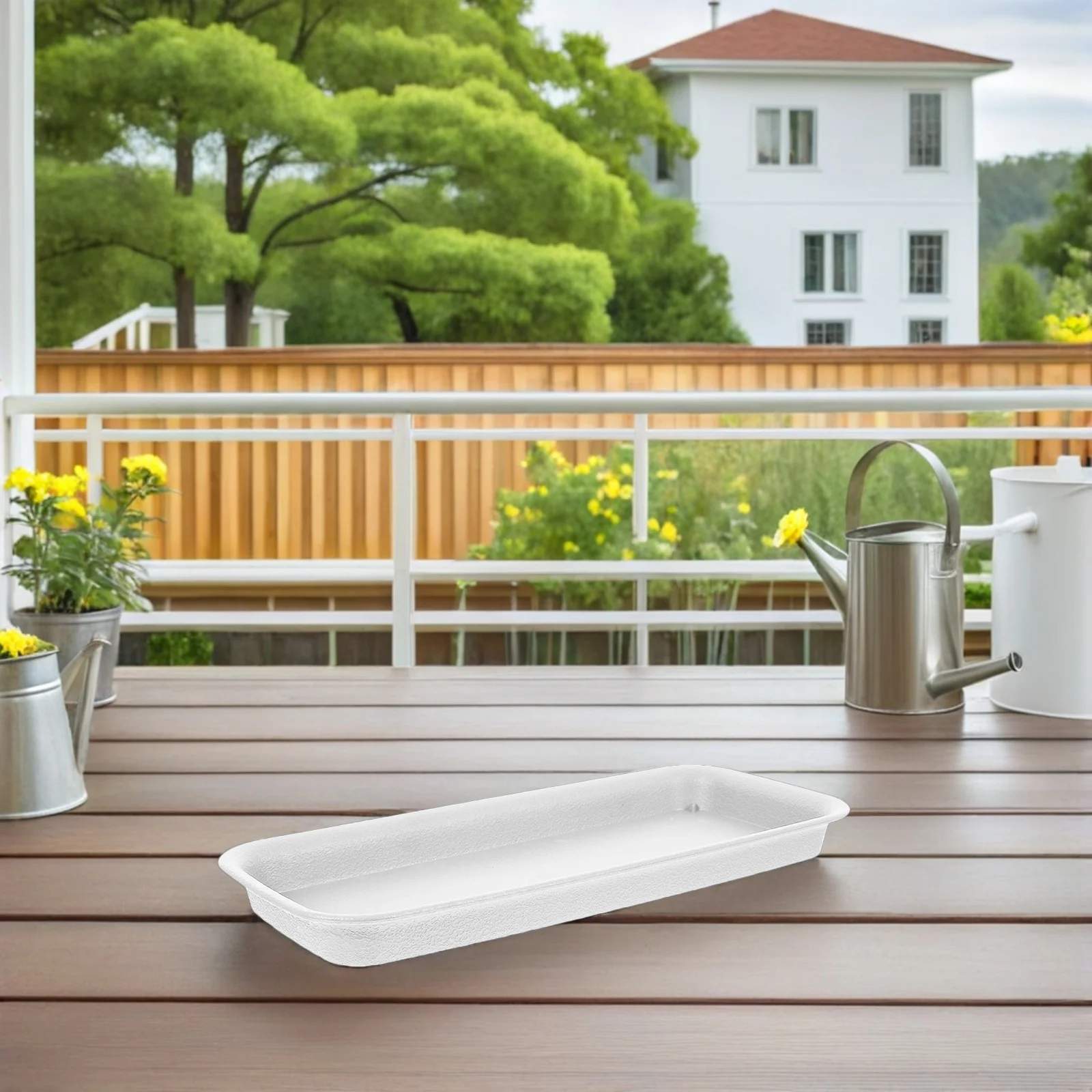 

Rectangular Flower Pot Tray Plastic Plant Saucer Water Collection Indoor Outdoor Potted Base Pan For Balcony Window Shelf
