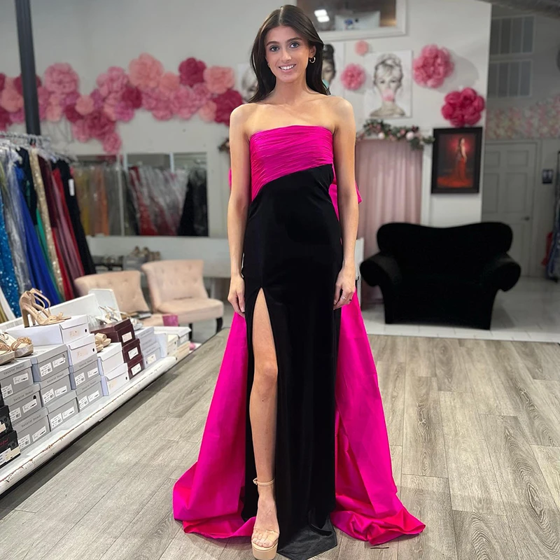 

Thinyfull Sexy Mermaid Prom Dresses Formal Strapless Side Slit Evening Dress Saudi Arabia Cocktail Party Night Gowns Custom Size