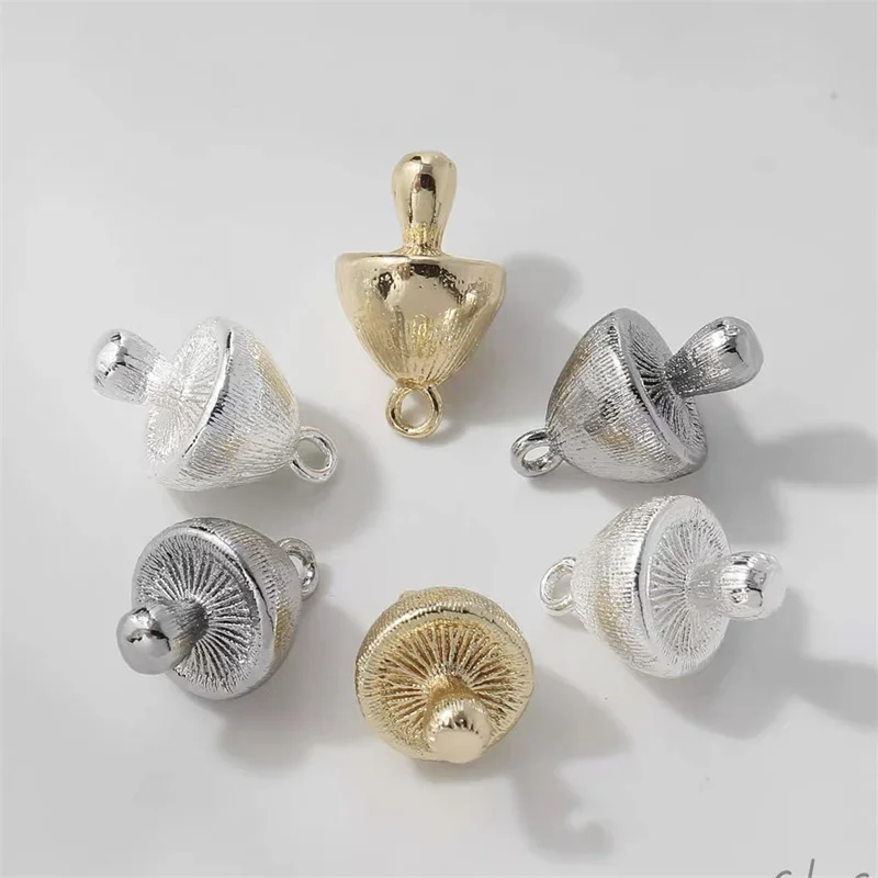 Wholesale 30pcs/lot color print cartoon Mushroom shape copper floating locket beads diy jewelry garment hair accessory