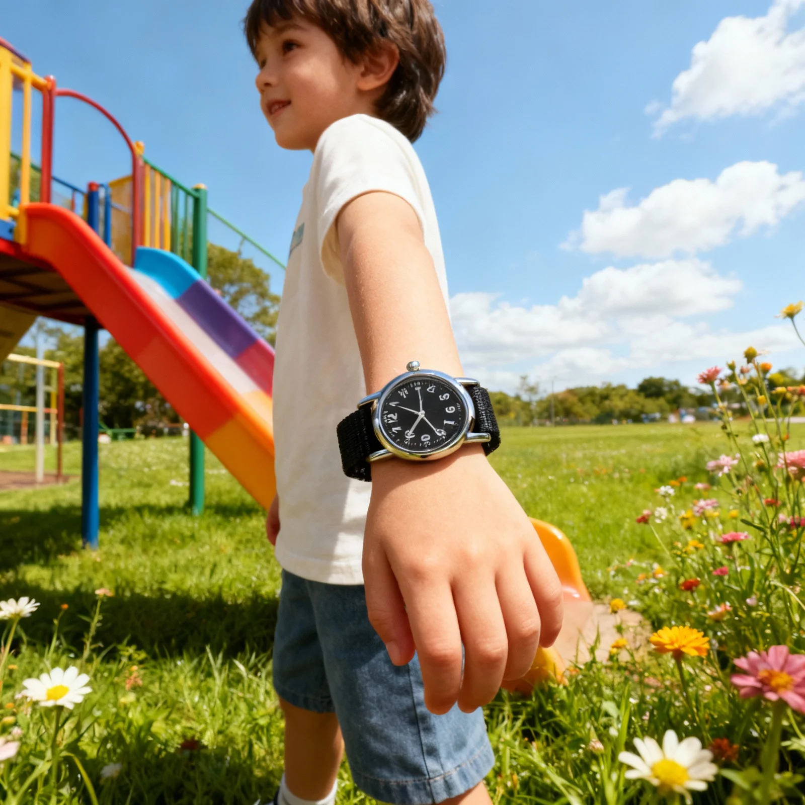 Waterproof Watch Braided Quartz Wristwatch Black Casual School Cartoon Minimalist Design Accurate Sport Timekeeping