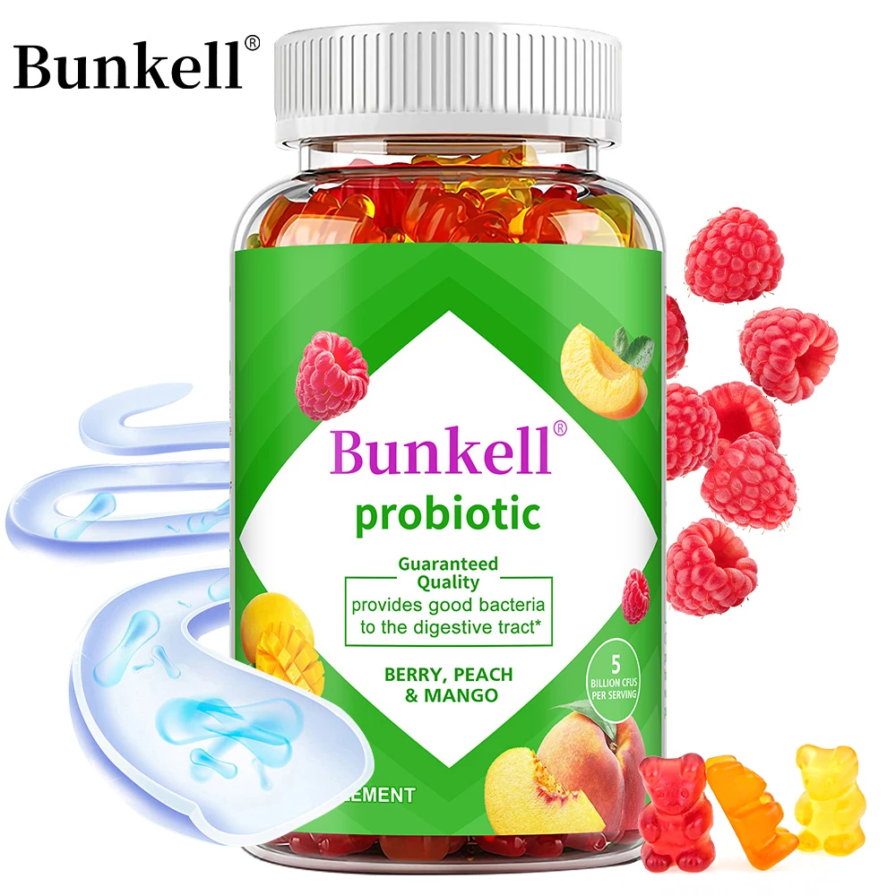 

Probiotic Gummy, Raspberry, Peach and Mango Flavored Probiotic Nutritional Supplements for Digestive Health,30/60 Count