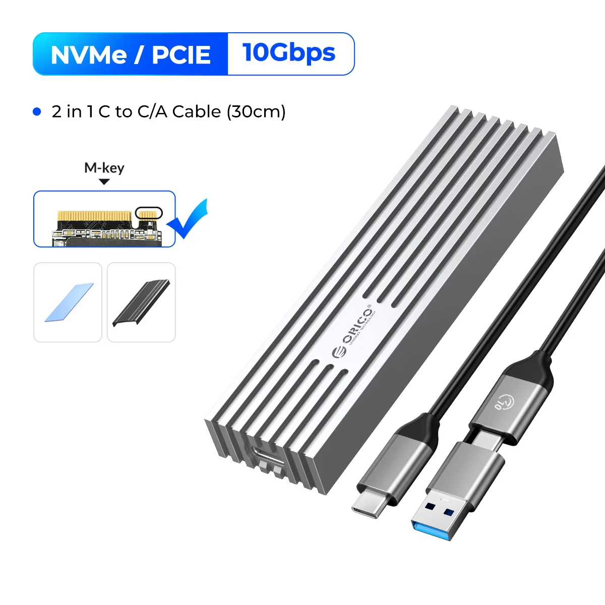 Orico NVME M.2 Gabinete SSD USB4 40GBPS PCIE3.0X4 20GBPS 10GBPS M.2 CASO EXTERNO COMPATÍVEL com Thunderbolt 3/4