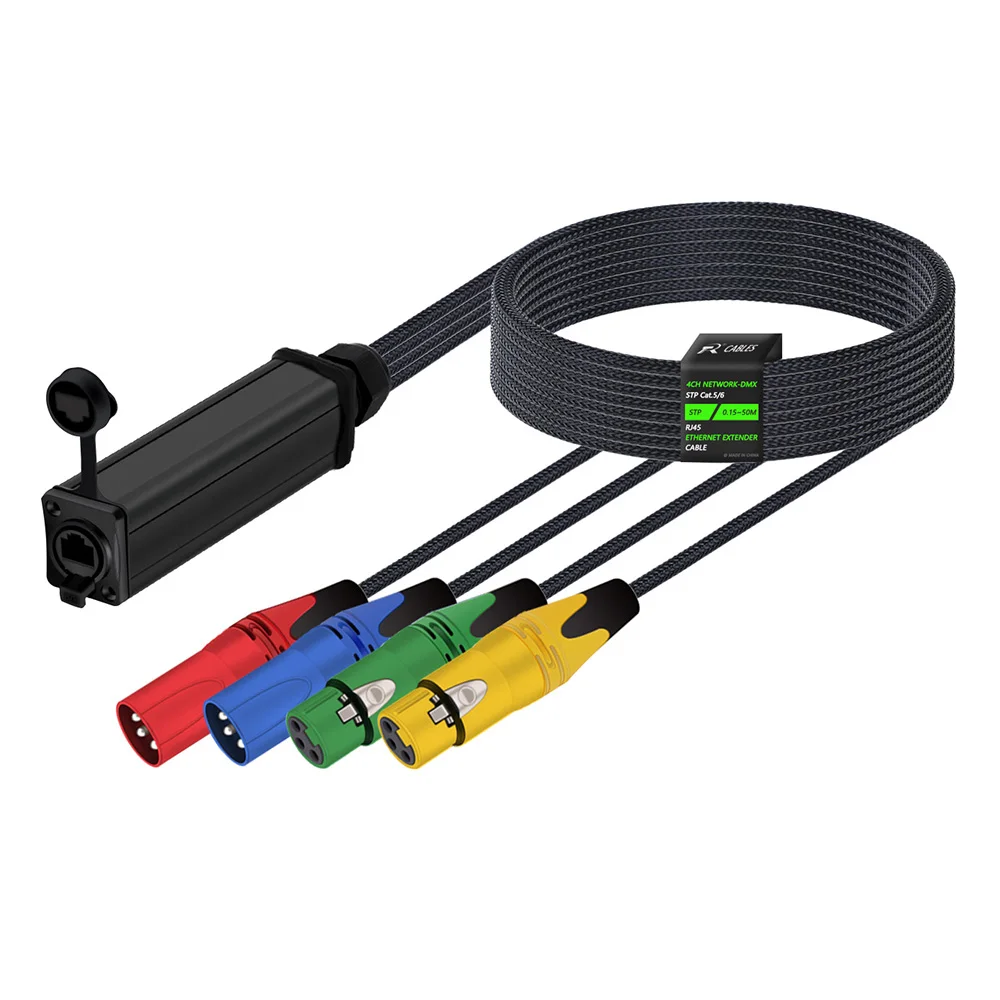 STP RJ45 Cat5/Cat6 to 4 Channel 3Pin XLR Ethernet Extender for Live Stage,Sound,Lighting,Audio Recording Studio