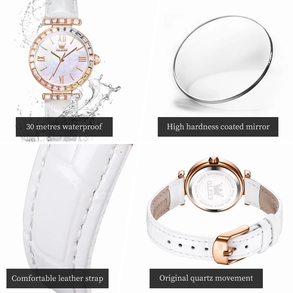 OLEVS-Reloj de cuarzo con diamantes para Mujer, accesorio de lujo, de cuero, resistente al agua, nuevo