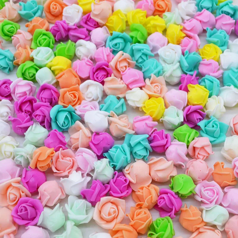 50/100/200Pcs 2cm Mini Foam Rose For Bear Artificial Flower Heads DIY Craft Gifts Box Wedding Party Decorative Wreath Home Decor