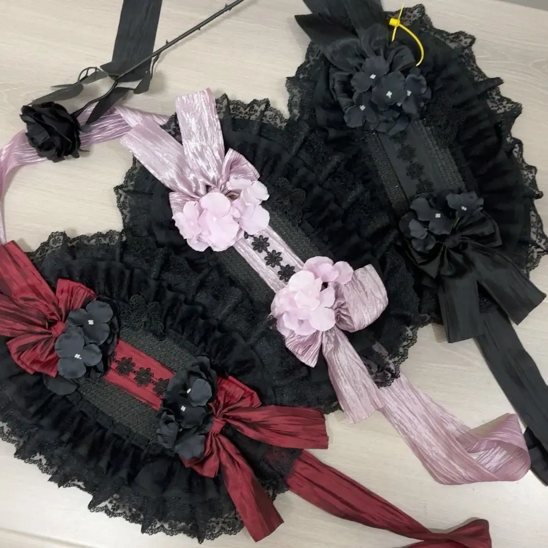 

Japanese Original Versatile Lolita Lace Bow Flower Flat Hat Bnt Goth Sweet Cool Lolita Ponet for Women