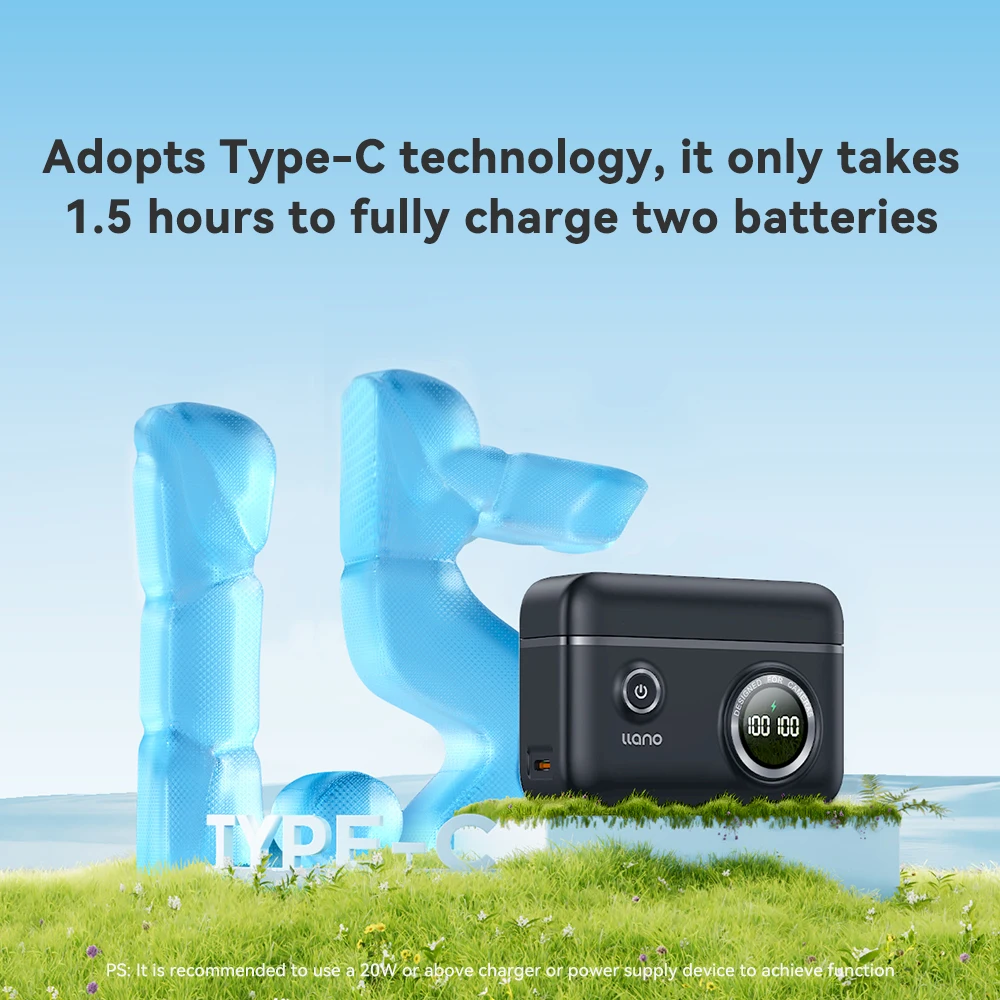 LLANO NP-W126s Camera Charger, Dual charging ports LED Display with SD Card Storage Function compatible with Fuji XT3 XT30 XT20