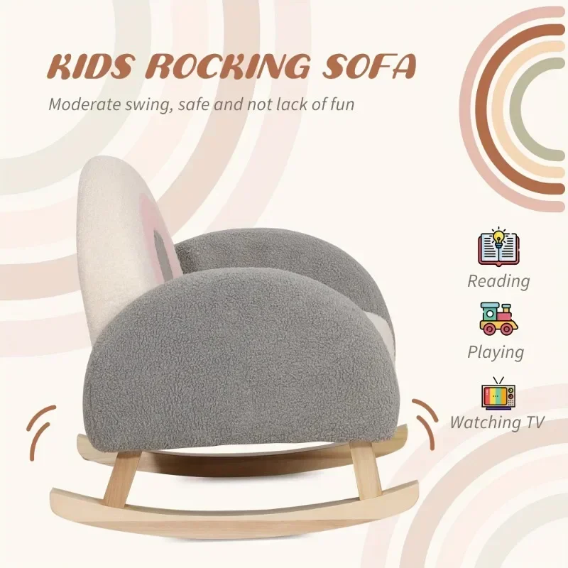 Rocking Sofa Comfortable Kids Chair Backrest Wooden Toddler Armchairs Children Chair Growing Baby Car Seat Home Furniture