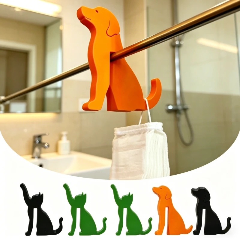 1/2/4/8PCS 3D Dog Cat Door Hangers Clothes Hangers Behind The Door Bathroom Storage Hangers for Clothes, Hats, Towel