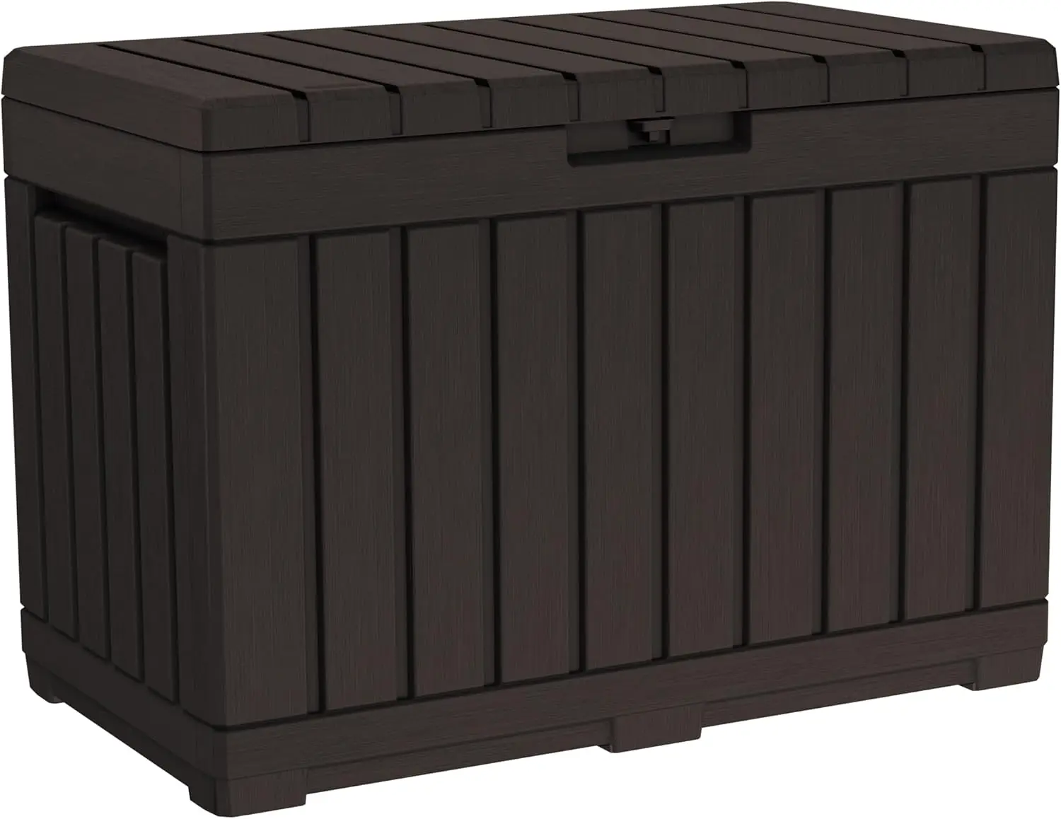 Keter Kentwood 50 Gallon Resin Deck Box-Organization and Storage for Patio Cushions, Throw Pillows and Garden Tools, Brown