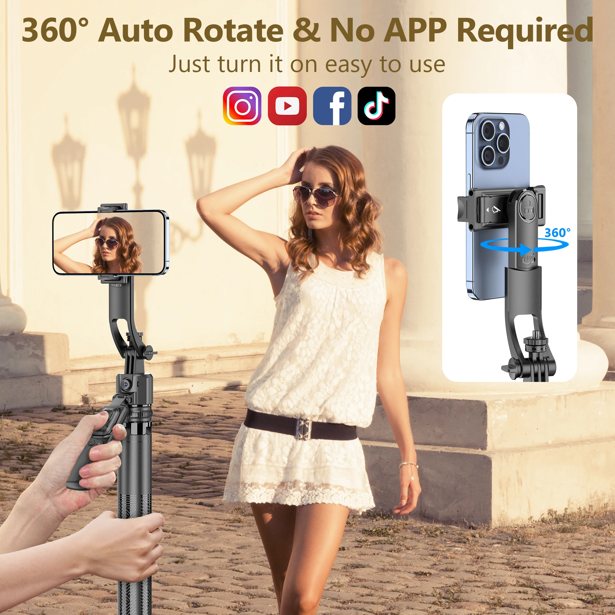 Selfieshow C17 Intelligent AI Face Tracking Stable Bluetooth Ggimbal Shooting Quadrapod Selfie Stick Mobile Phone Stabilizer