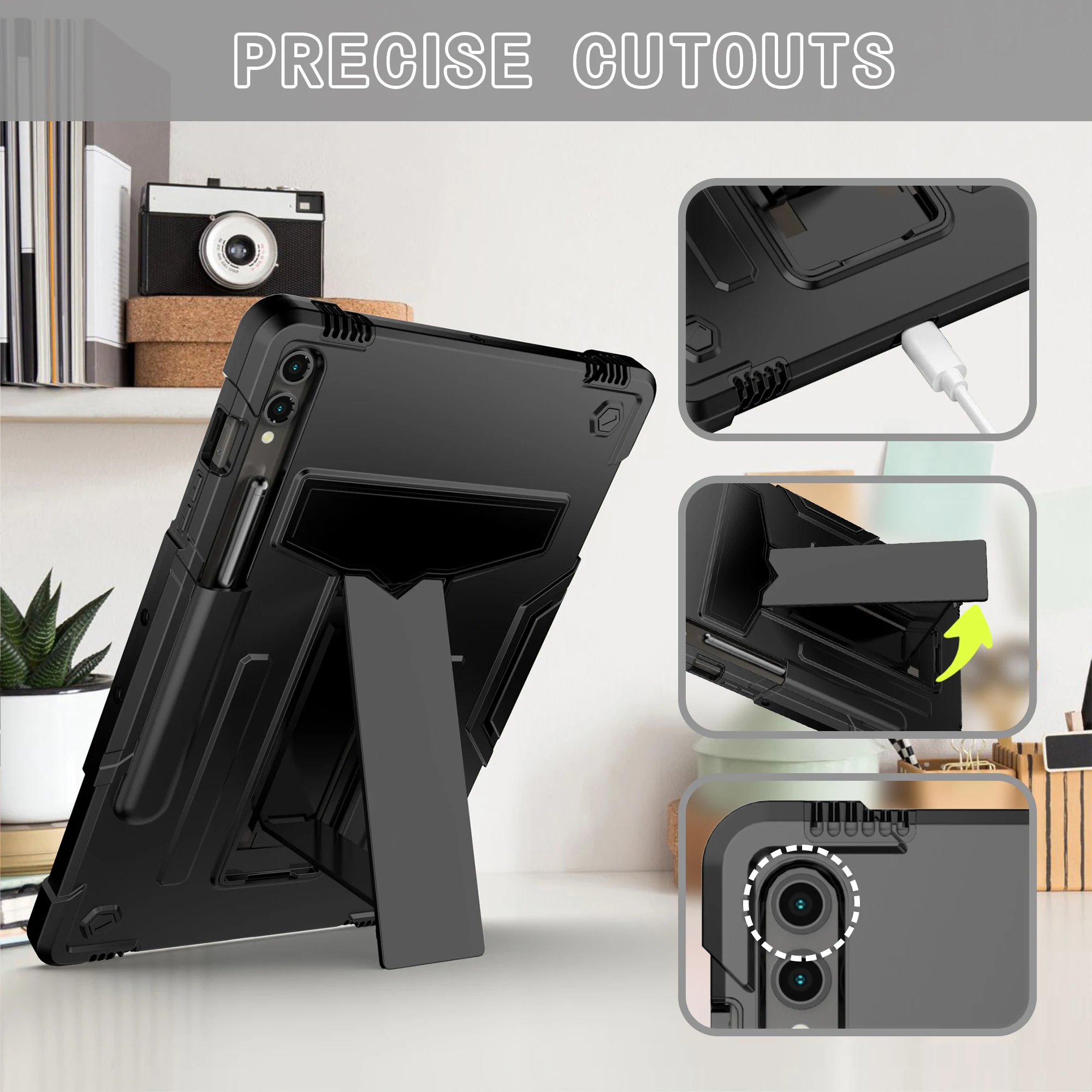 Case for Samsung Galaxy Tab S9 Plus S9FE+ 2023 12.4 inch Soft Silicone Outer Shell Built-in Kickstand with Pen Holder