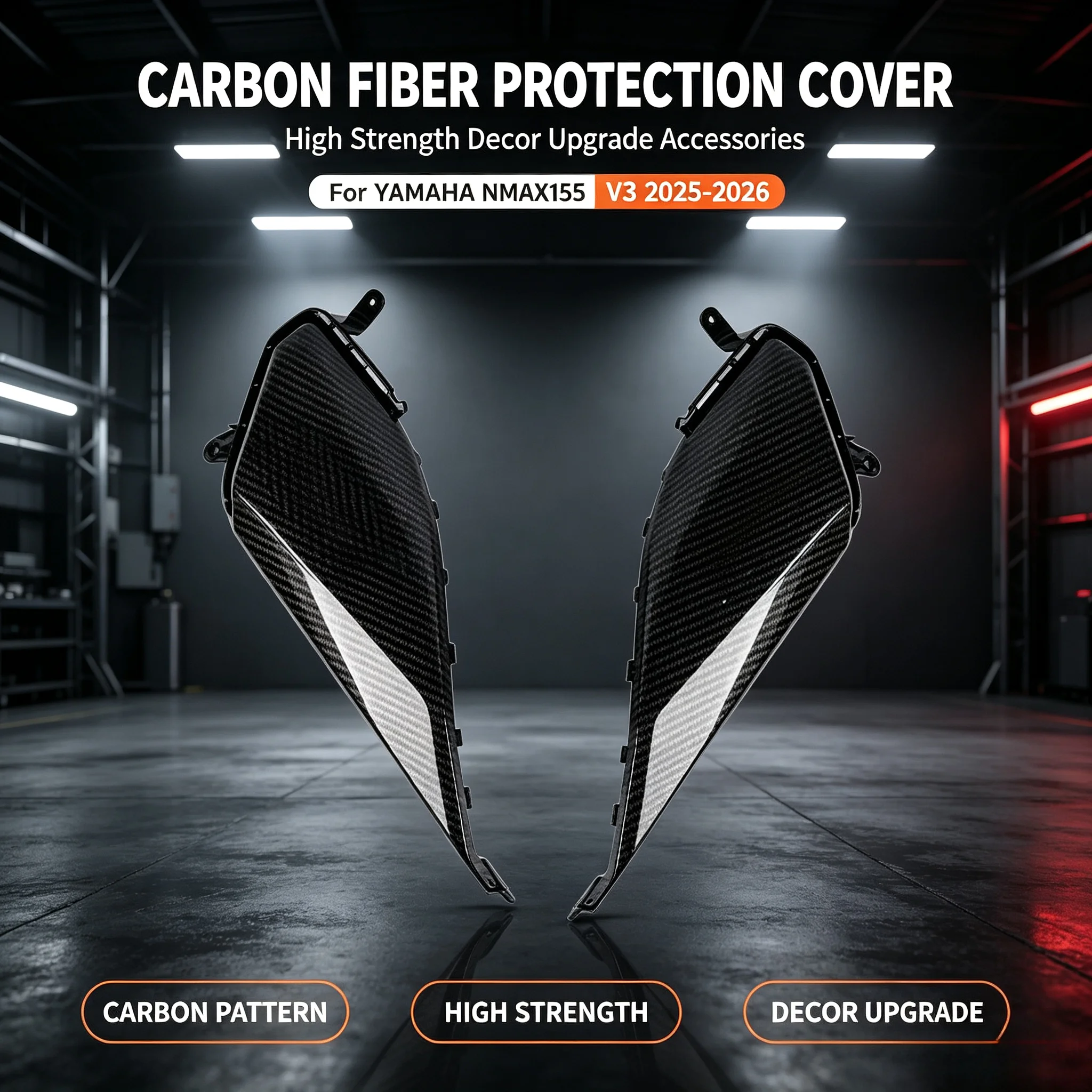 Carbon Fiber Pattern Protection Cover, High Strength Decor Upgrade Accessories for YAMAHA NMAX155 V3 2025-2026 Scooter Parts