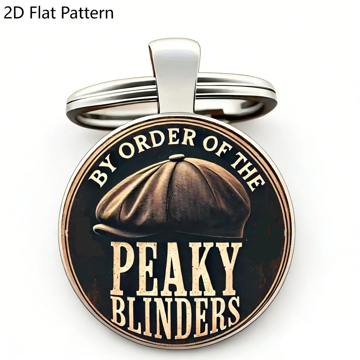 1PC Peaky Blinders Shelby Keychain - 'By Order of the Peaky Blinders' Glass Dome Cap Design Charm Retro TV Show Fan Gift Keyring