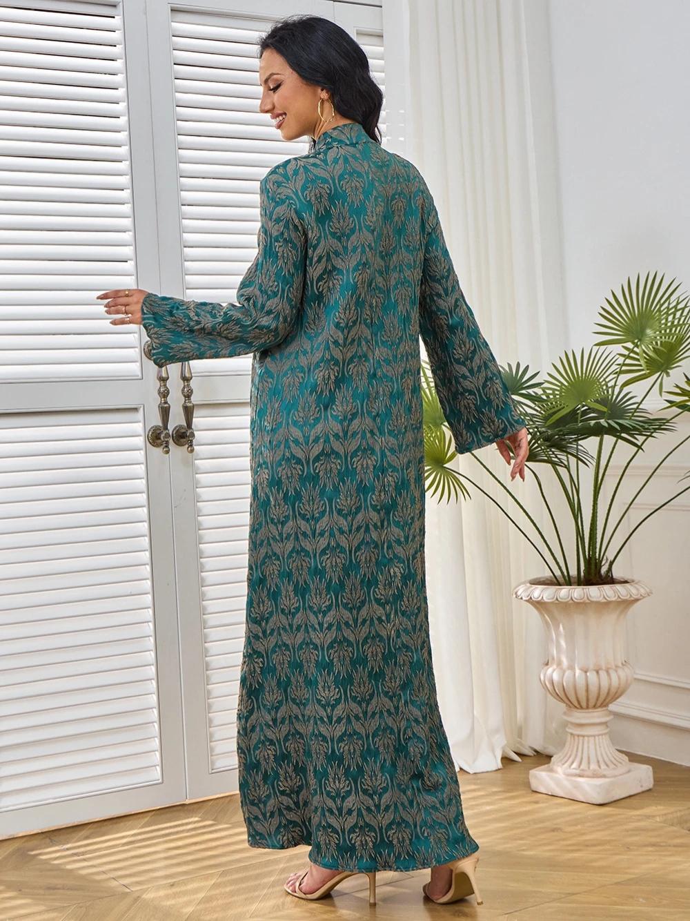 Robe de soirée trapèze perlée verte, robe de soirée musulmane, robe de Dubaï, caftan brodé, manches longues, irritation, robe de Rhpersonnalisée, 2025