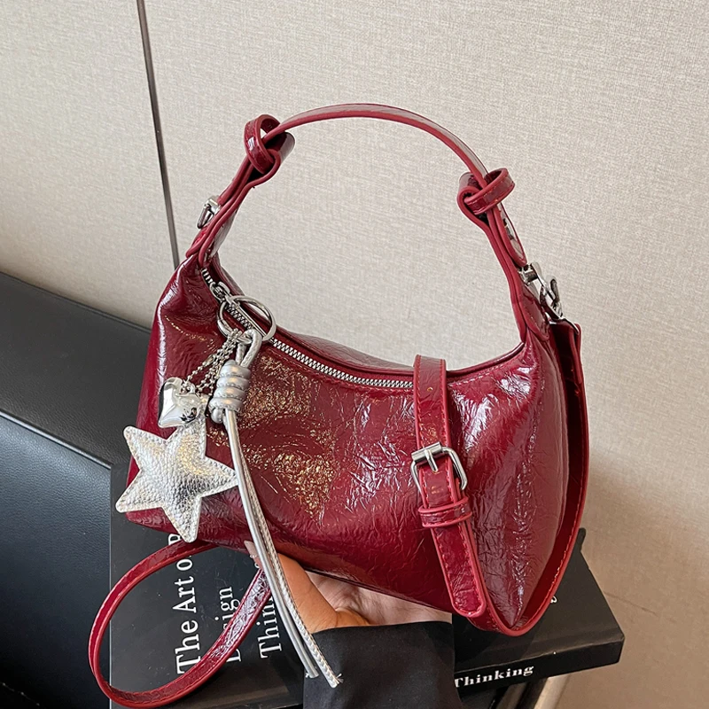 

Fashionable Women Messenger Bags Summer Versatile Casual Trend PU Leather Shoulder Bag Female Vintage Handbags with Pendant
