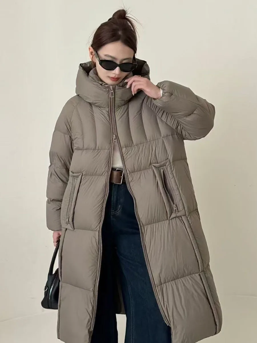 

Winter High Luxury Long White Duck Down Jacket For Women