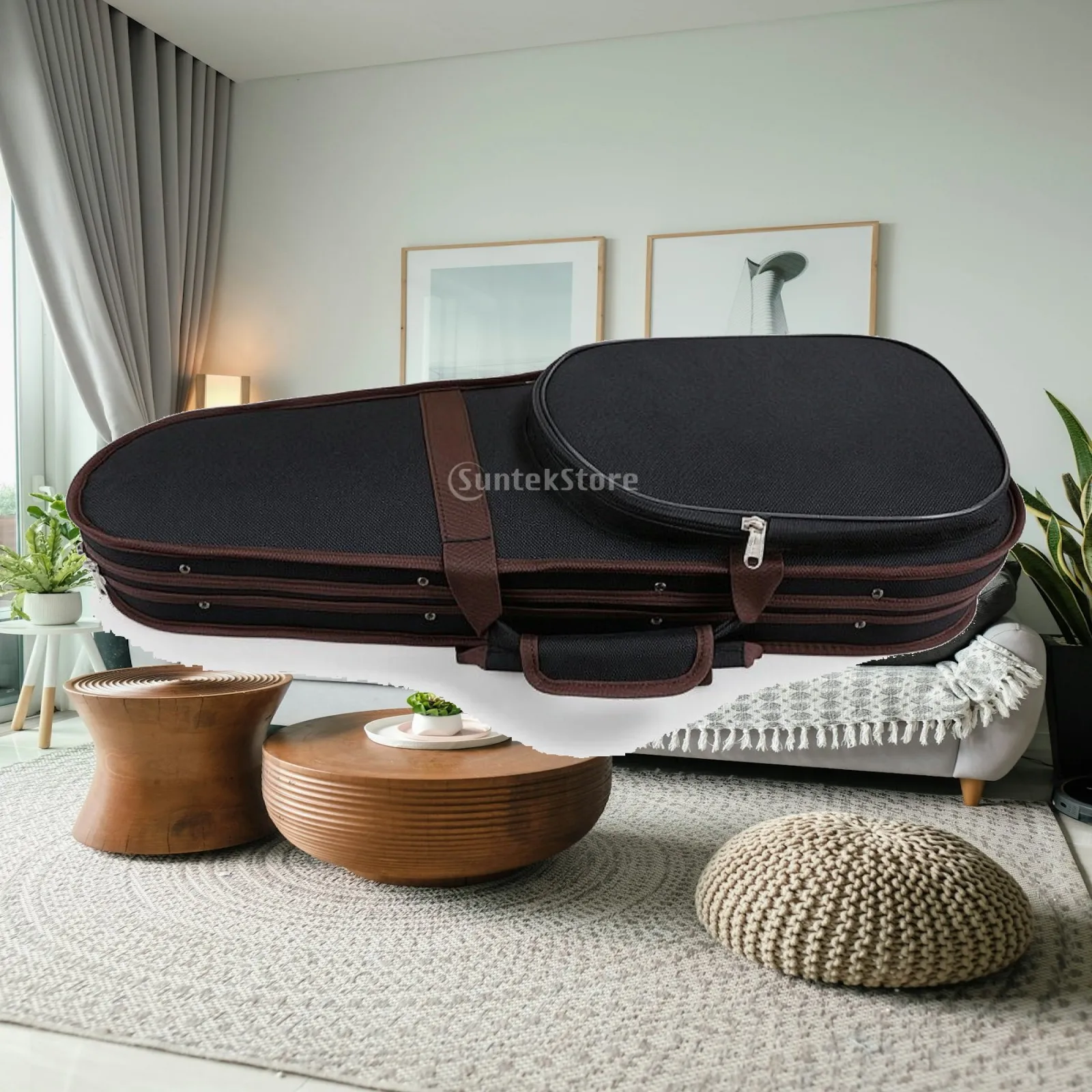 Protective Violin Carrying Case Lightweight Oxford Cloth Structured Mold Bag with Shoulder Straps for Violinists in Transit