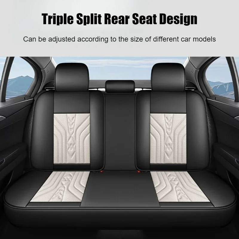 

Full Set Rear Car Seat Covers, Premium Ice Silk/PU Leather, All-Season Durable Easy-Care, Adjustable Design, Fits Most Car Rear