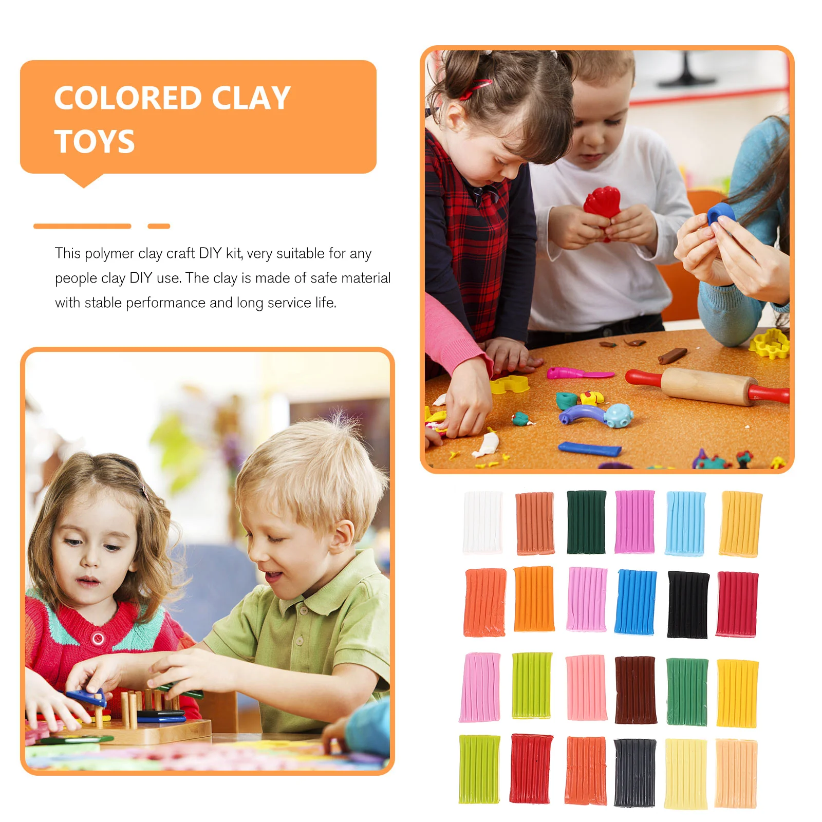 1박스 소프트 폴리머 DIY 키트 밝은 색상 모델링 청소년 공예 프로젝트 클레이 조각 세트 DIY 클레이 공예