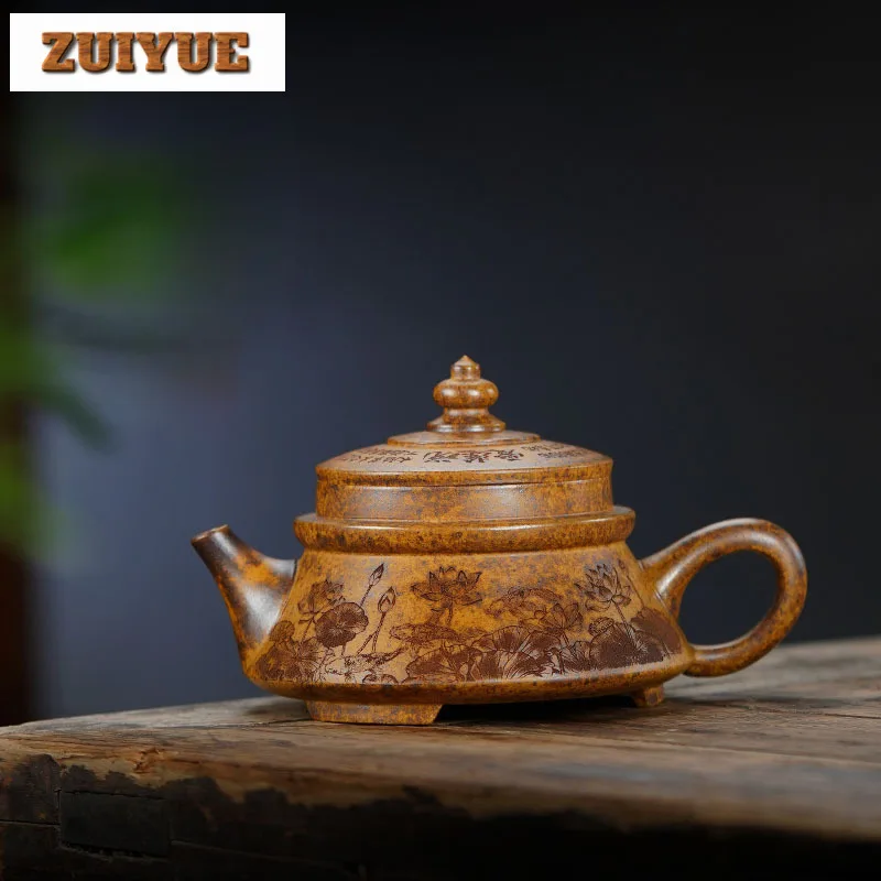 

250 мл Исинский фиолетовый глиняный чайник ручной работы, горшок-пагода, необработанная руда, фарфоровая грязевая чайница, чайник с заварочным набором Zisha