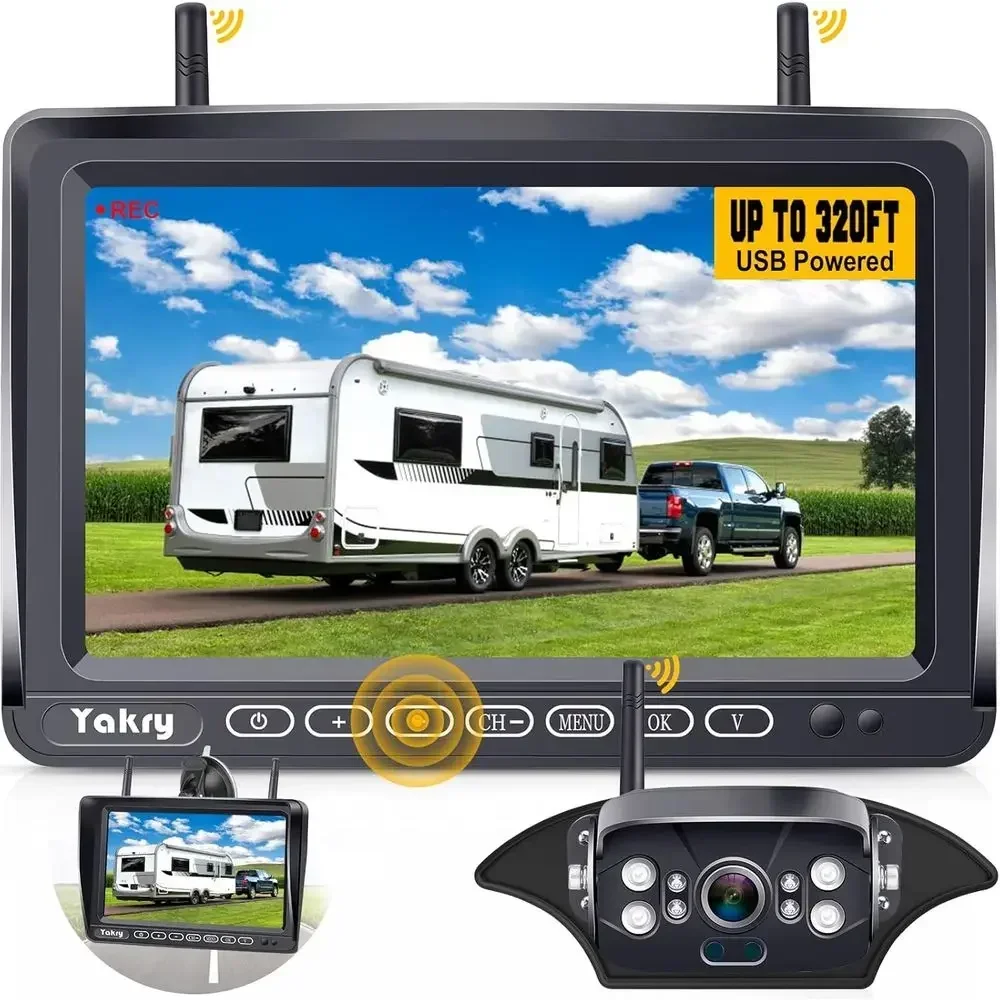 RV Backup Camera Wireless Plug and Play: Pre-Wired for Furrion System Recording Wide View Rear View Camera Clear Night Vision HD