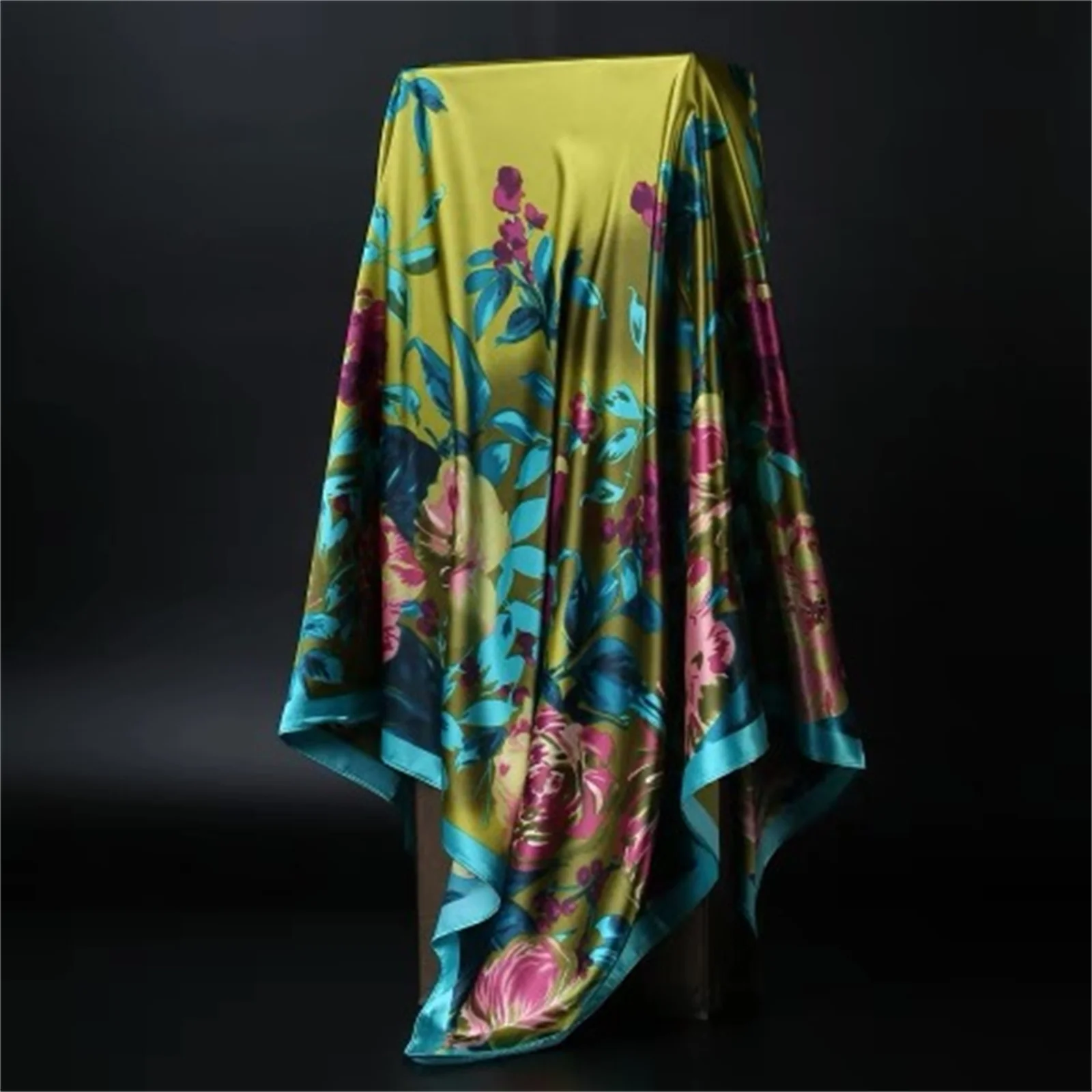 90*90cm Luxury quality silk spring autumn women new printing scarves fashion sunscreen large size shawl tourism seaside muffler