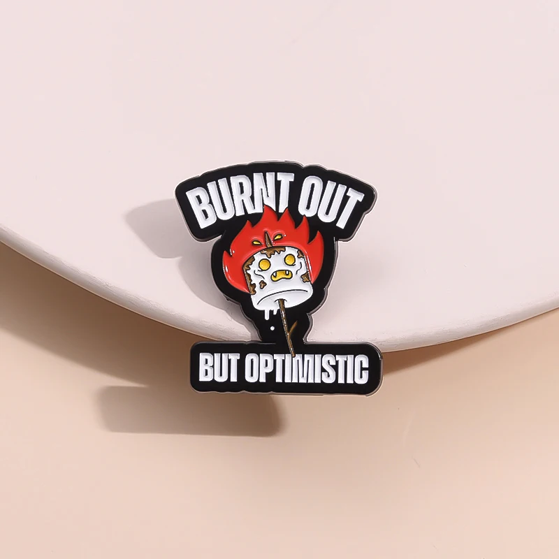 Burnt Out But Optimistic Enamel Pin Custom Cartoon Candle Flames Brooch Lapel Badge Jewelry Decorative Accessories For Friends