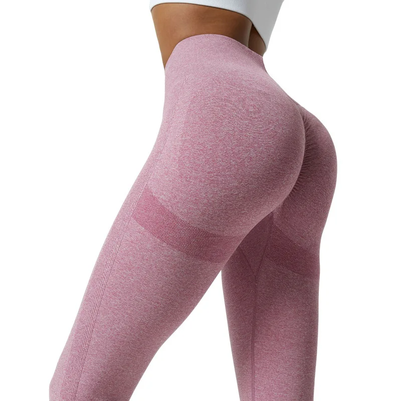 Women Seamless High Waist Yoga Leggings Slim Knit Tights Stretchy Butt Liftting Gym Pants Workout Running Solid Sports Leggings