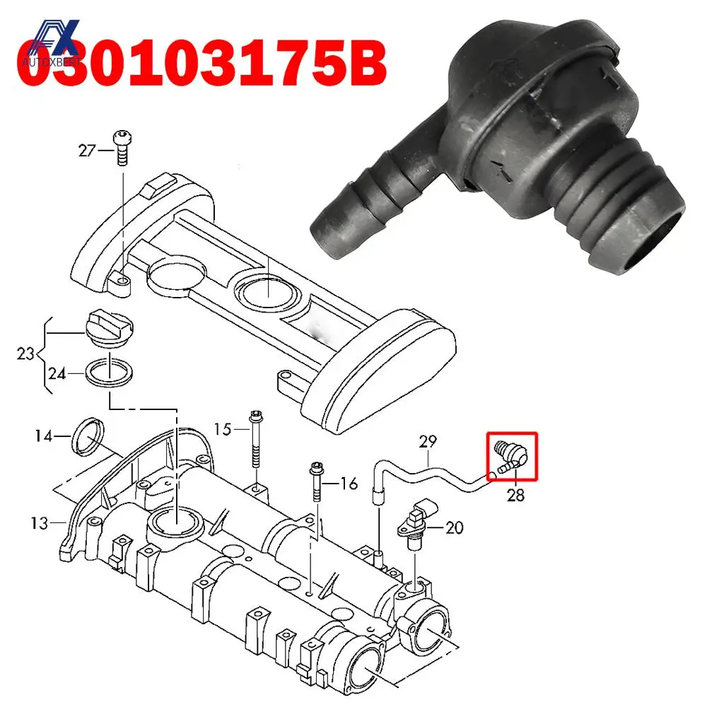 Engine Breather Hose One Way Valve For AUDI A1 A3 S3 8P VW Beetle Caddy 2k Golf 5 6 Jetta sportwagen Polo EOS Touran 030103175B